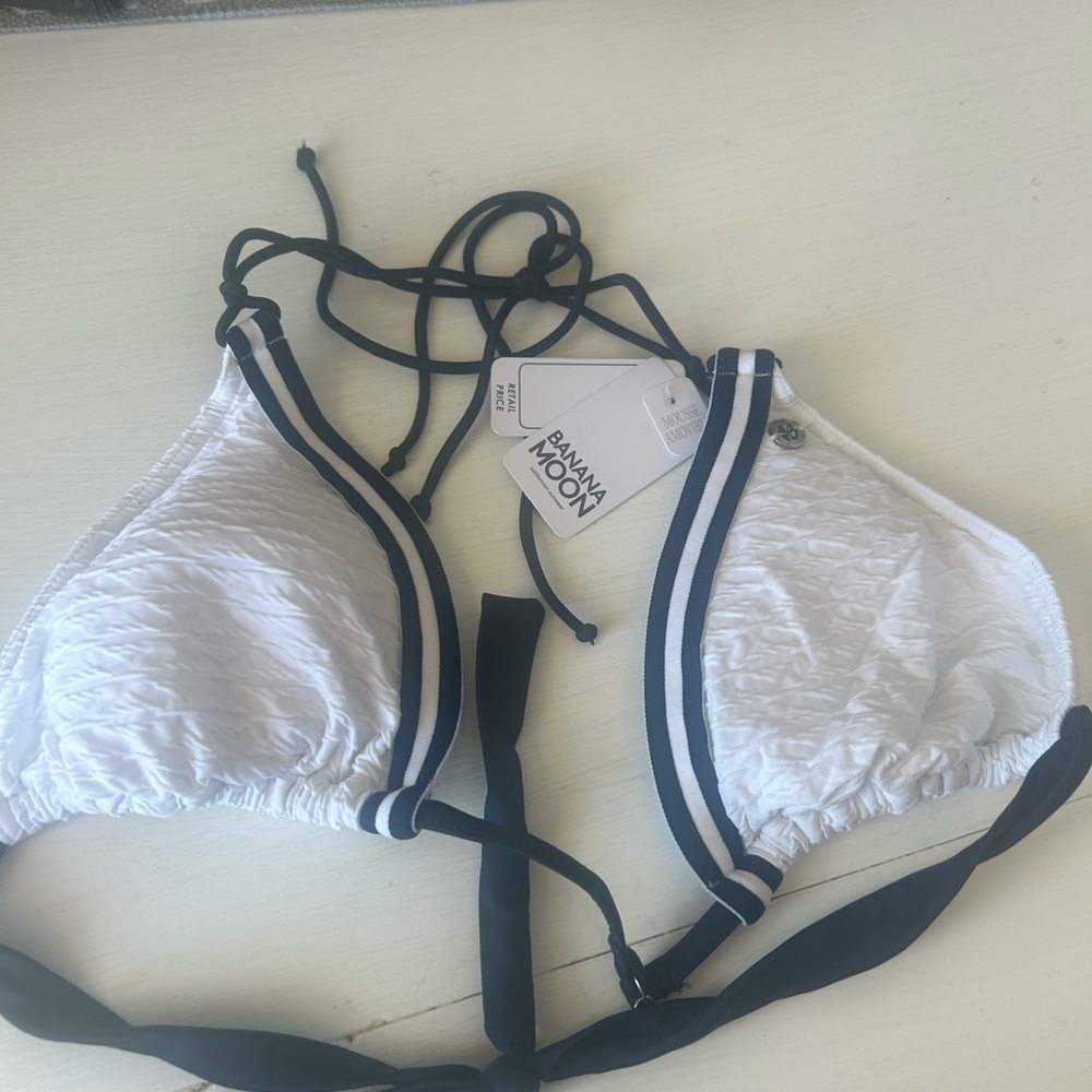 Bananamoon White and Black Triangle Bikini Top
